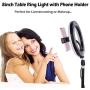 LED Foldable Selfie Ringlights Brightness Livestreaming Photography with Stand - BKispaki 8 Inch Dimmable Live Beauty Ring Light with Cell Phone Holder for Vlog/Makeup/TikTok