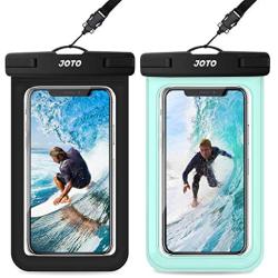 JOTO Universal Waterproof Pouch, IPX8 Waterproof Cellphone Dry Bag Underwater Case for iPhone 11 Pro Max Xs Max XR X 8 7 6S+ SE, Galaxy S20 Ultra S10 S9 S8/Note10+ 9 up to 6.9" -2 Pack, Black/Green