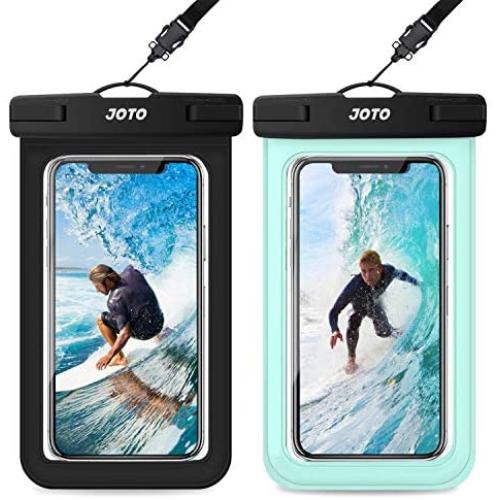 JOTO Universal Waterproof Pouch, IPX8 Waterproof Cellphone Dry Bag Underwater Case for iPhone 11 Pro Max Xs Max XR X 8 7 6S+ SE, Galaxy S20 Ultra S10 S9 S8/Note10+ 9 up to 6.9" -2 Pack, Black/Green