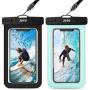 JOTO Universal Waterproof Pouch, IPX8 Waterproof Cellphone Dry Bag Underwater Case for iPhone 11 Pro Max Xs Max XR X 8 7 6S+ SE, Galaxy S20 Ultra S10 S9 S8/Note10+ 9 up to 6.9" -2 Pack, Black/Green
