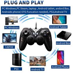 PC Game Controller, OUTWIT Wired USB Gaming Controller, Joystick Plug and Play, Gamepad with Dual-Vibration, Turbo and Trigger Buttons for Windows/Laptop/Steam/Android/ PS3/TV Box