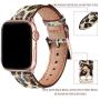 OMIU Square Bands Compatible for Apple Watch 42mm 44mm 38mm 40mm, Genuine Leather Replacement Band Compatible with Apple Watch Series 5/4/3/2/1 Edition (Leopard/Rose Gold, 42mm 44mm)