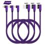 iPhone Charger Cable,3Pack 10FT Long Nylon Braided 90 Degree Lightning Gaming Cable USB Charging&Syncing Cord Compatible for iPhone Xs/Max/XR/X/8/8Plus/7/7Plus/6S/6S Plus/SE/iPad Purple