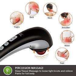 Snailax Cordless Handheld Back Massager - Rechargeable Percussion Massage with Heat, Deep Tissue Massager for Neck Shoulder Waist Leg Foot Back Pain Relief, Portable Wand Massager for Full Body