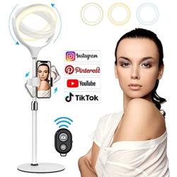 8" Selfie Ring Light with Stand & Cell Phone Holder LED Ringlight for Live Stream/Makeup/YouTube Video/Selfie/Vlog, Compatible with iPhone Xs Max XR Android