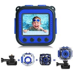 PROGRACE [Upgraded] Kids Waterproof Camera Action Video Digital Camera 1080 HD Camcorder for Boys Toys Gifts Build-in Game(Blue)