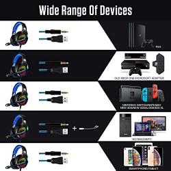 High-end Gaming Headset，Excellent Gaming Headphones for PS4 Xbox One PC Gaming Headphones, Stereo bass Surround Sound, LED Lights and soundproof Microphones（Contains Headphone 2 in 1 Adapter） (Black)