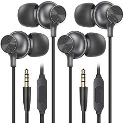 Wired Earbuds with Microphone, Overtime in-Ear Headphones with Sharp Sound, Ear Buds with Mic, Earphones for iPhone 6/6s Plus/5s/SE, Galaxy, Android Smartphones, Tablets (Black 2-Pack)