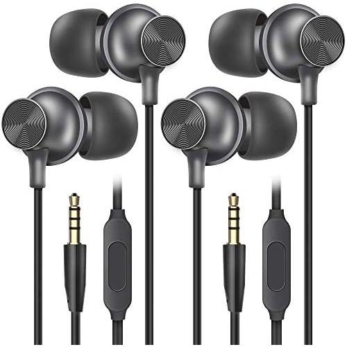 Wired Earbuds with Microphone, Overtime in-Ear Headphones with Sharp Sound, Ear Buds with Mic, Earphones for iPhone 6/6s Plus/5s/SE, Galaxy, Android Smartphones, Tablets (Black 2-Pack)