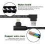 [3 Pack] Right Angle Charging Cable Nylon Braided 90 Degree Elbow for Game Video Watch Compatible with iPhone Xs Max/XS/XR/7/7Plus/X/8/8Plus/6S/6S Plus/SE (3ft, Black White)