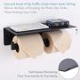 Aomasi Matte Black Double Toilet Paper Holder with Shelf, Stainless Steel Double Roll Tissue Hanger with Mobile Phone Storage Rack, TP Dispenser for Bathroom Washroom, Modern Style Wall Mount