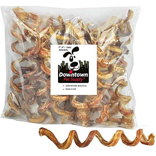 Downtown Pet Supply 10" Thick Curly Bully Sticks for Dogs Made in USA - Odorless Dog Dental Chews Treats Bully Sticks