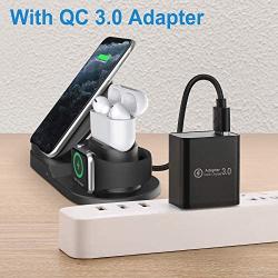 Wireless Charger for AirPods Pro with Adapter, Coobetter 3 in 1 Wireless Charging Station,Wireless Charging Stand Watch Charger Compatible with iPhone 11/11 pro /11 Pro Max/Xs/XS Max/XR/X / 8 /8P … …