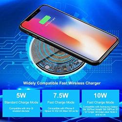 Wireless Charger, RATEL Qi-Certified 7.5W Wireless Charging Compatible with iPhone 11/11Pro/11Pro Max/Xs MAX/XR/XS/X/8Plus/8, 10W for Galaxy S10/S10 Plus/S10E/S9, 5W for All Qi Phones(No AC Adapter)