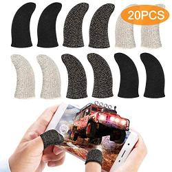 Touchscreen Finger Sleeve 20 Pieces Set, Gaming Finger Sleeve, Anti-Sweat Breathable Touchscreen Finger Sleeve for Mobile Phone Games