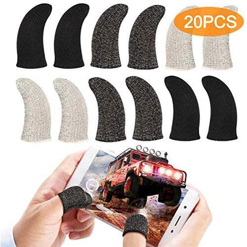 Touchscreen Finger Sleeve 20 Pieces Set, Gaming Finger Sleeve, Anti-Sweat Breathable Touchscreen Finger Sleeve for Mobile Phone Games