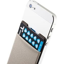 Sinjimoru Card Holder for Back of Phone, Stick on Wallet Functioning as Card Sleeves, Cell Phone Credit Card Holder, Minimallist Wallet Sticker for iPhone. Sinji Pouch Basic 2, Grey