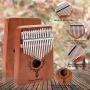 Pon Kalimba 17 Keys Thumb Piano - Portable Mbira Sanza Wood Finger Keyboard Piano for Kids Adult Beginners, with Study Instruction and Tune Hammer