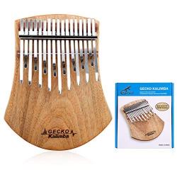 GECKO 17 Keys Kalimba Thumb Piano， Solid Campphorwood Finger Piano with Tune Hammer and Instruction， Gifts for Kids Adult Beginners K17NOTE