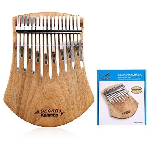 GECKO 17 Keys Kalimba Thumb Piano， Solid Campphorwood Finger Piano with Tune Hammer and Instruction， Gifts for Kids Adult Beginners K17NOTE