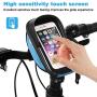 Bike Phone Front Frame Bag, Waterproof Touch Screen Bicycle Phone Case Holder, Cycling Handlebar Mount Storage Bag with Sun Visor for Phones Below 6.5 Inches