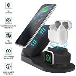 Wireless Charger for AirPods Pro, Coobetter 3 in 1 Wireless Charging Station,Wireless Charging Stand Watch Charger Compatible with iPhone 11/11 pro /11 Pro Max/Xs/XS Max/XR/X / 8 /8P (Black)