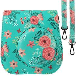 Protective & Portable Case Compatible with fujifilm instax Mini 11/9/ 8/8+ Instant Film Camera with Accessory Pocket and Adjustable Strap - Flower by SAIKA