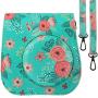 Protective & Portable Case Compatible with fujifilm instax Mini 11/9/ 8/8+ Instant Film Camera with Accessory Pocket and Adjustable Strap - Flower by SAIKA