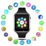 Padgene Bluetooth Smartwatch,Touchscreen Wrist Smart Phone Watch Sports Fitness Tracker with SIM SD Card Slot Camera Pedometer Compatible with iPhone iOS Android for Kids Men Women (Black)