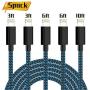 PLmuzsz MFi Certified iPhone Charger Lightning Cable 5 Pack High Speed Nylon Braided USB Fast Charging&Data Syncs Cord Compatible iPhone Xs/Max/XR/X/8/8Plus/7/7Plus/6S/6S Plus/SE/iPad/Nan (Black&Blue)