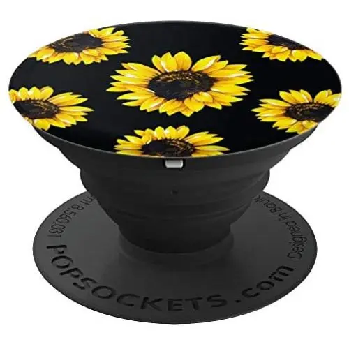 Vintage Flower Floral Yellow Sunflowers Black PopSockets Grip and Stand for Phones and Tablets Vintage Flower Floral Yellow Sunflowers Black PopSockets Grip and Stand for Phones and Tablets
