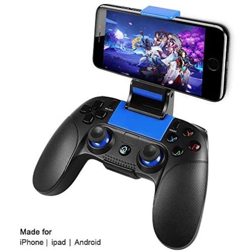 Mobile Game Controller, PowerLead PG8718 Wireless 4.0 Game Controller Compatible with iOS Android iPhone iPad Samsung Galaxy(Blue)