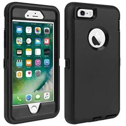 iPhone 6/6S Case Shockproof High Impact Tough Rubber Rugged Hybrid Case Silicone Triple Protective Anti-Shock Shatter-Resistant Phone Case for iPhone 6/6S 4.7"(Black)