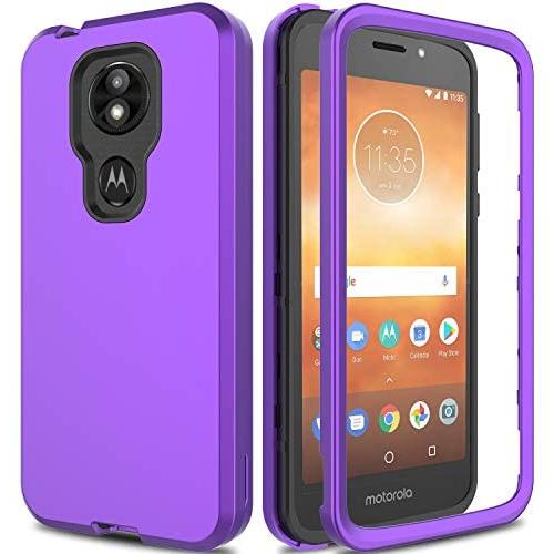 Moto E5 Plus Case, Moto E5 Supra Case AMENQ 3 in 1 Hybrid Heavy Duty Shockproof with Rugged Hard PC and TPU Bumper Protective Armor Phone Cover for Motorola Moto E Plus (5th Gen) 2018 (Purple)