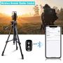 Torjim 60” Camera Tripod with Carry Bag, Lightweight Travel Aluminum Professional Tripod Stand (5kg/11lb Load) with Bluetooth Remote for DSLR SLR Cameras Compatible with iPhone & Android Phone-Black