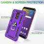 LG Stylo 5 Case, LG Stylo 5 Plus Case, LG Stylo 5V Case with Tempered Glass Screen Protector [2Pack], Jshru Military Grade Protective Phone Case with Ring Car Mount Kickstand for LG Stylo 5X Purple