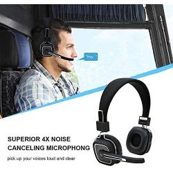 Trucker Bluetooth Headset Wireless with Noise canceling Microphone, On-Ear Wireless Headphones with Mic,Over The Head Earpiece for iOS & Android Mobile Phone, Skype, Truck Drivers, Call Center,Voip