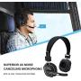 Trucker Bluetooth Headset Wireless with Noise canceling Microphone, On-Ear Wireless Headphones with Mic,Over The Head Earpiece for iOS & Android Mobile Phone, Skype, Truck Drivers, Call Center,Voip