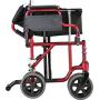 NOVA Medical Products Lightweight Transport Chair with Removable & Flip Up Arms for Easy Transfer, Anti-Tippers Included, Red, 19"