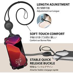 Universal Cell Phone Lanyard Case, Silicone Neck Strap Smartphone Case for iPhone 11 Pro Max XS XR X 8 7 6S Plus Samsung Galaxy S10 S9 S8 Note 10 9 Pixel 3 XL, Phone Tie Series (Black)