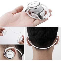 Small Bluetooth Headphones Wrap around Head - Sports Wireless Headset with Built in Microphone and Crystal-Clear Sound, Fold-able and Carried in the Purse, and 12-hour Battery Life, White