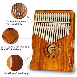 Hellopet Kalimba 17 Keys C Tone Basis Thumb Piano Mahogany Body Material Ore metal Tines with Tuning Hammer Gift for Children Friends and Family (Box style, Yellow)