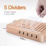 Fast Charging Station for Multiple Devices - Family Charge Docking Station&Organizer - 5 USB Port and 1 Qi Wireless Charging Pad - Compatible with iPhone iPad and Android Phone and Tablet