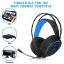 Gaming Headset with Mic and Changeable LED Light for Laptop Computer, Cellphone, PS4 and so on, DLAND 3.5mm Wired Noise Isolations Gaming Headphones- Volume Control.