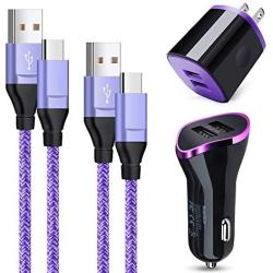 Type C Car Phone Charger, Charger Plug Charging Block + C Charger Cable 4 Pack Compatible for Samsung S10e S10 S9 S8 Plus,LG V20 V30 V40 G5 G6,Moto G7 G6 X4 Z4 Z3 Z2,OnePlus 7 6T 6,Google Nexus 6P 5X