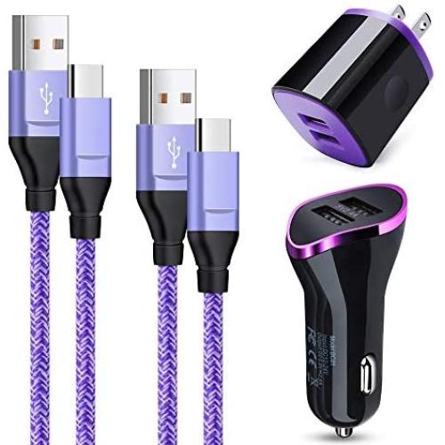 Type C Car Phone Charger, Charger Plug Charging Block + C Charger Cable 4 Pack Compatible for Samsung S10e S10 S9 S8 Plus,LG V20 V30 V40 G5 G6,Moto G7 G6 X4 Z4 Z3 Z2,OnePlus 7 6T 6,Google Nexus 6P 5X