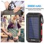 Solar Charger 20000mAh, Portable Phone Charger Mobile Power Bank, Camping Waterproof External Backup Battery Power Pack Dual USB with 2 LED Flashlight for Cell Phone and Other Electronic Devices