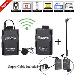 Lavalier Wireless Microphone for Smartphone Camera GoPro, BOYA Universal Lapel Mic for GoPro Hero3 Hero3+ Hero4 iPhone X 8 8 Plus iPad Tablet DSLR Camera Podcast Vlogging Street Interviews YouTube