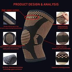 Copper Knee Brace for Arthritis Pain and Support-Copper knee sleeve Compression for Sports, Workout,Arthritis Relief-Single(XL)