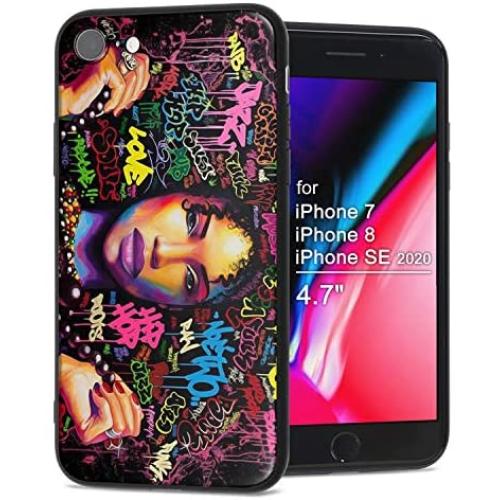 XIX Apple iPhone 7 Case Apple iPhone 8 Case Apple iPhone SE 2020 case African American Afro Girls Women Slim Fit Shockproof Bumper Cell Phone Accessories Thin Soft Black TPU Protective (04)